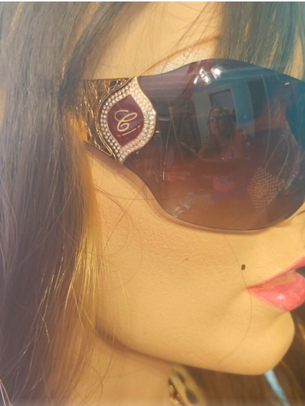 Chopard Women's Gold and Brown Gradient Shield Sunglasses